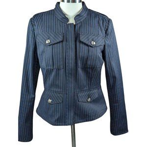 White House Black Market Woman's Pinstripe Utility Jacket Size 8